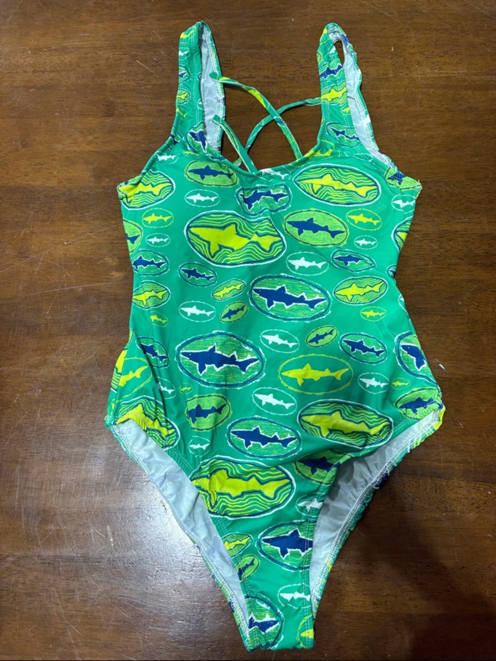Women's Green Shark-Print One-Piece Swimsuit